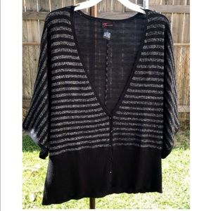 TORRID Black and Silver Button V- Neck Cardigan